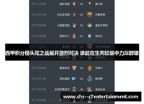 西甲积分榜头尾之战展开激烈对决 谁能在生死较量中力压群雄